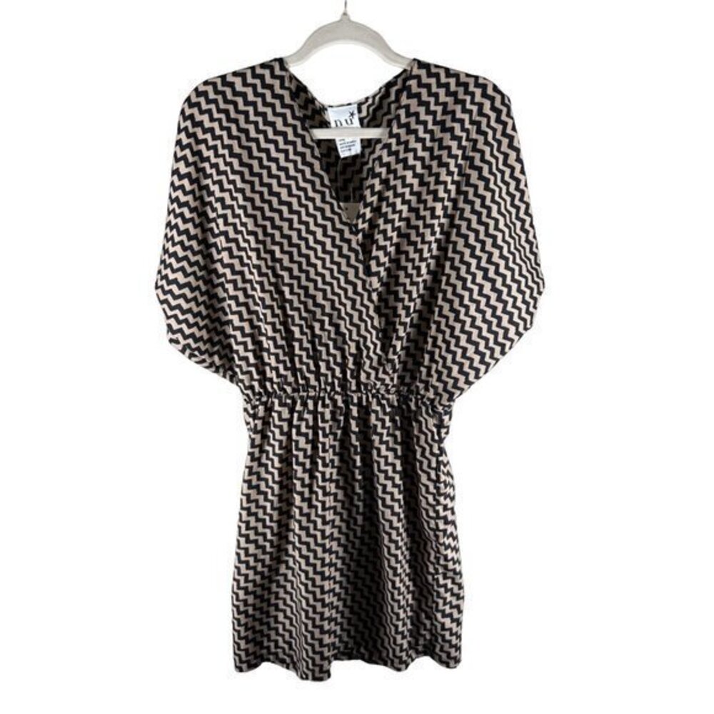 NU Womens Dress Size S V-Neck Chevron Faux Wrap Batwing‎